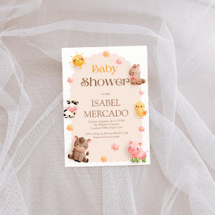 Cute Farm Animals Baby Shower Invitation