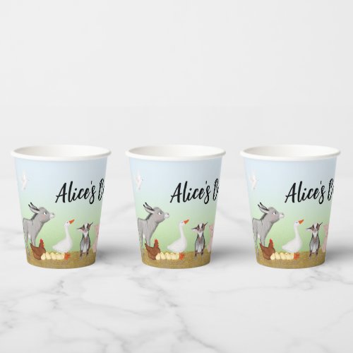 Cute farm animals baby shower paper cup