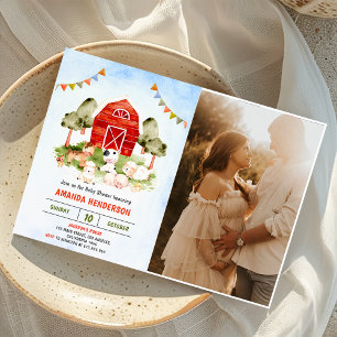 Cute Farm Animals Baby Shower Party Invitation