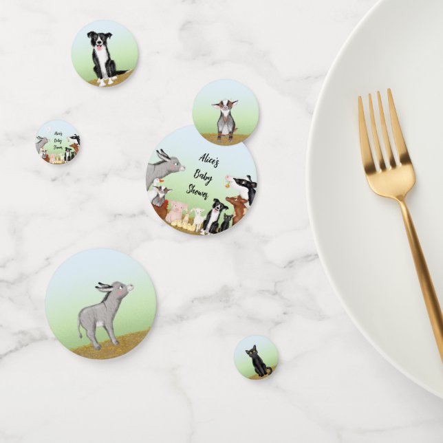 Cute farm animals baby shower table confetti (Group)