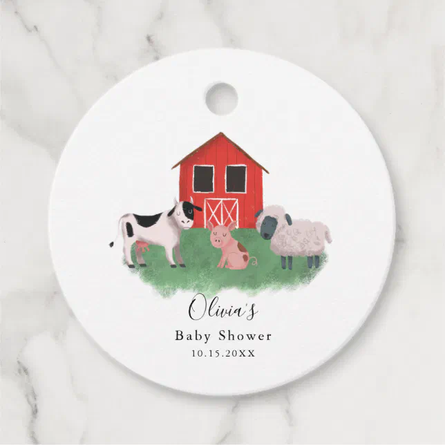 Cute Farm Animals Baby Shower Thank You Favor Tags | Zazzle