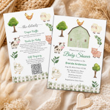Cute Farm Animals Barnyard All in One Baby Shower