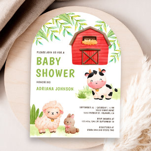Cute Farm Animals Barnyard Arch Baby Shower Invitation