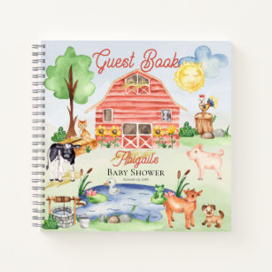 Cute Farm Animals Barnyard Baby Shower Guest Book