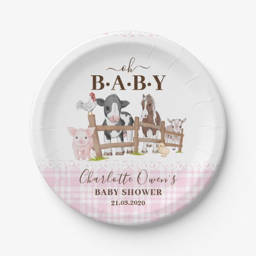 Cute Farm Animals Barnyard Baby Shower Paper Plates