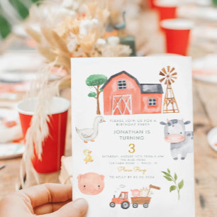Cute Farm Animals Barnyard birthday Invitation