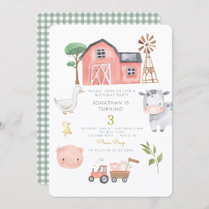Cute Farm Animals Barnyard birthday  Invitation