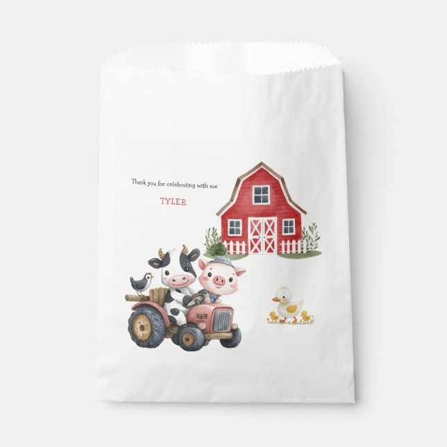 Cute Farm Animals Barnyard Birthday Party Favor Bag (Front)