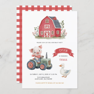 Cute Farm Animals Barnyard Birthday Party Invitation