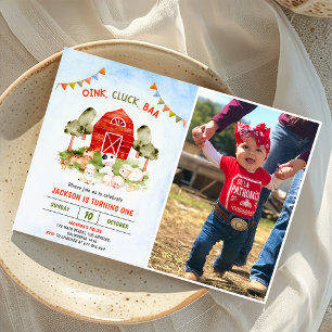 Cute Farm Animals Barnyard Birthday Party Invitation