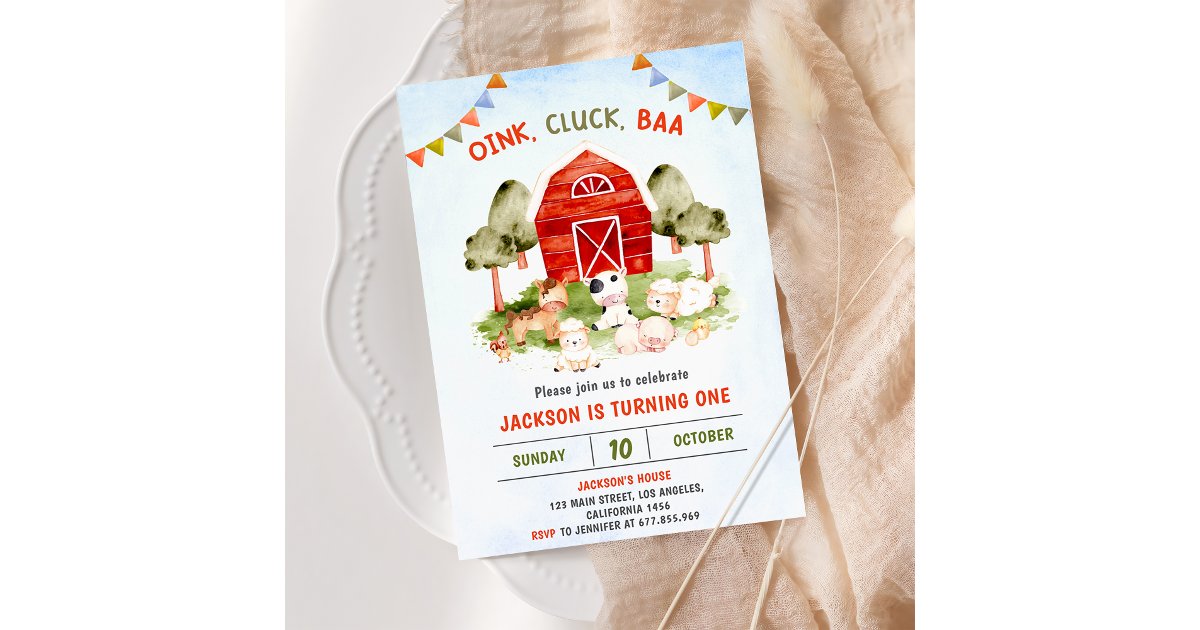 Cute Farm Animals Barnyard Birthday Party Invitation | Zazzle