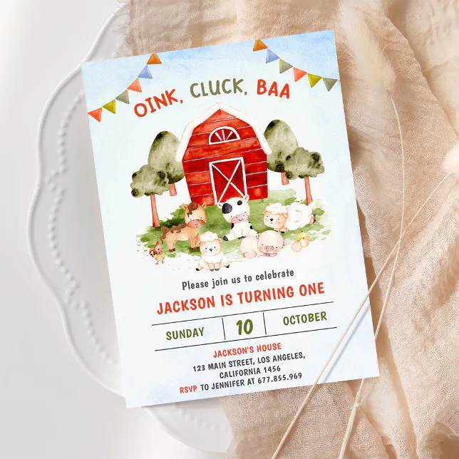 Cute Farm Animals Barnyard Birthday Party Invitation | Zazzle
