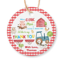 Cute Farm Animals Barnyard Birthday Thank You  Favor Tags
