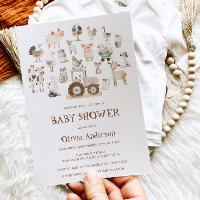 Cute Farm Animals Barnyard Neutral Baby Shower