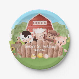 Cute Farm Animals Birthday Paper Plates