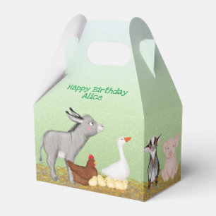 Cute farm animals birthday party gable favour box