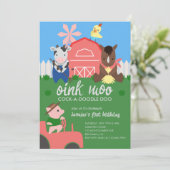 Cute Farm Animals Birthday Party Invitation (Standing Front)