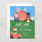 Cute Farm Animals Birthday Party Invitation Postcard (Front/Back)