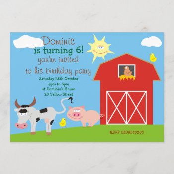 Cute Farm Animals Birthday Party Invitations by goodmoments at Zazzle