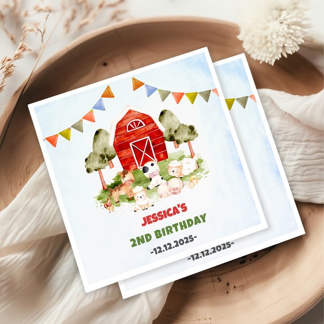 Cute Farm Animals Birthday Party Napkins (Creator Uploaded)