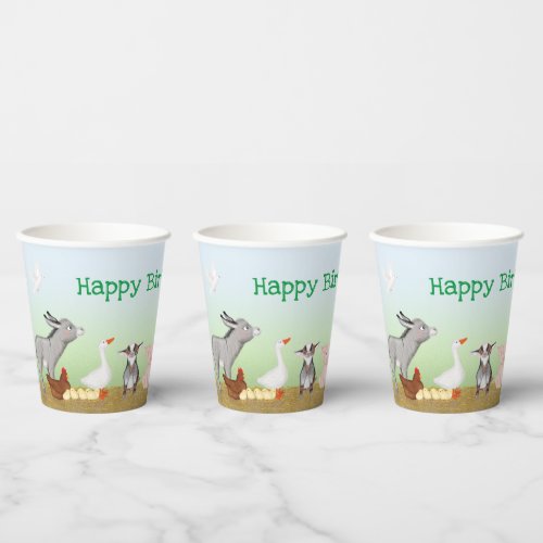 Cute farm animals birthday party paper cup