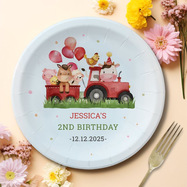 Cute Farm Animals Birthday Party Paper Plates (Creator Uploaded)