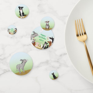 Cute farm animals birthday party table confetti