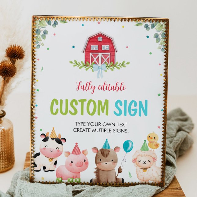 Cute Farm Animals Birthday Party Table Sign (Creator Uploaded)