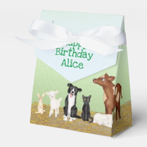 Cute farm animals birthday party tent favor box