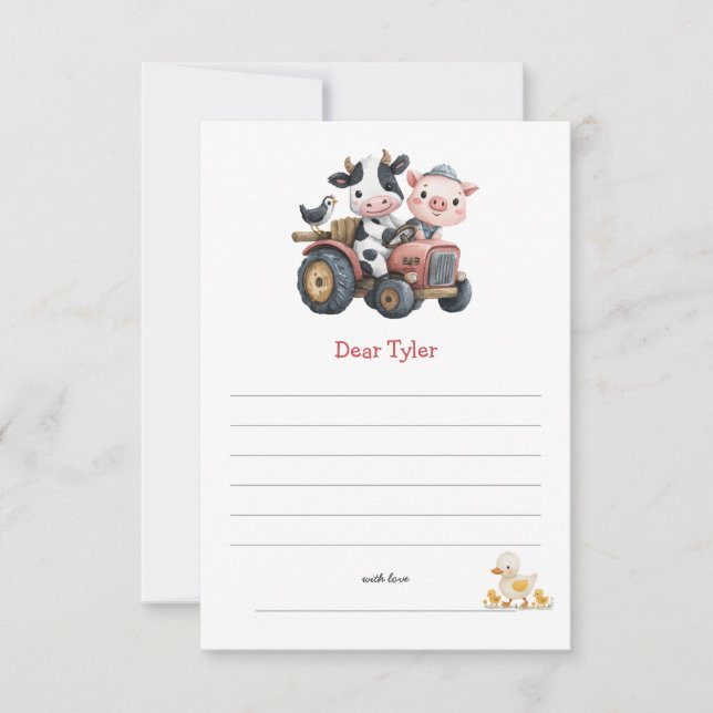 Cute Farm Animals Birthday Time Capsule  Note Card (Front)