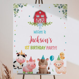 Cute Farm Animals Birthday Welcome Sign