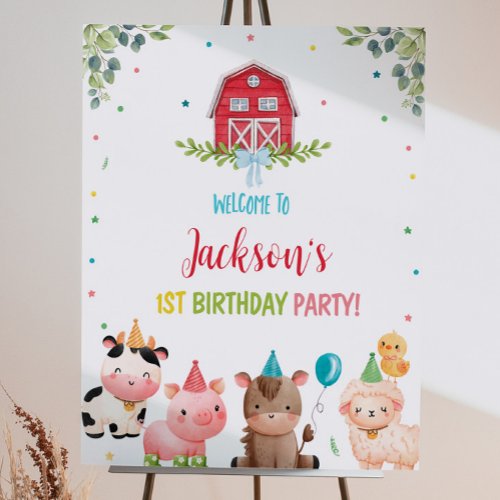 Cute Farm Animals Birthday Welcome Sign