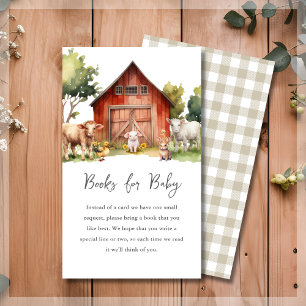 Cute Farm Animals Book Request Baby Shower  Enclosure Card
