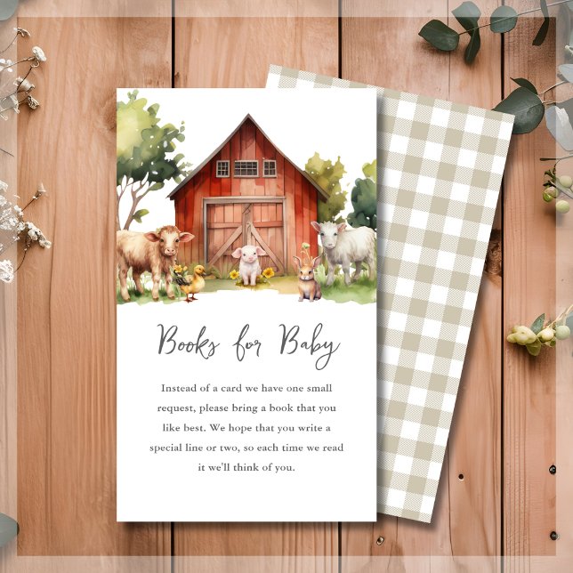 Cute Farm Animals Book Request Baby Shower  Enclosure Card (Creator Uploaded)