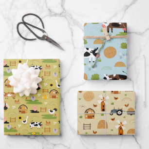 Cute Farm Animals & Country Life Wrapping Paper