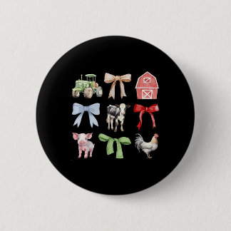 Cute Farm Animals Cow Pig Chicken Coquette Farmer Button