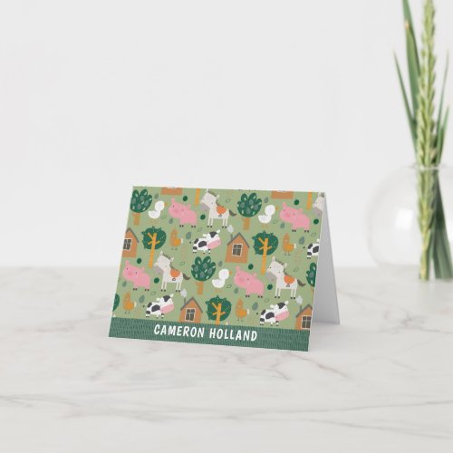 Cute Farm Animals Cow Pig Personalized Stationery Note Card