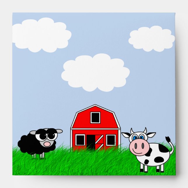 Cute Farm Animals Custom Invitation Envelope (Front)