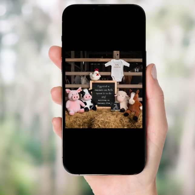 Cute Farm Animals Digital Pregnancy Announcement  (Front Digital)