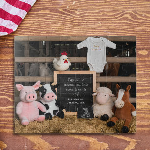 Cute Farm Animals Digital Pregnancy Announcement  Jigsaw Puzzle