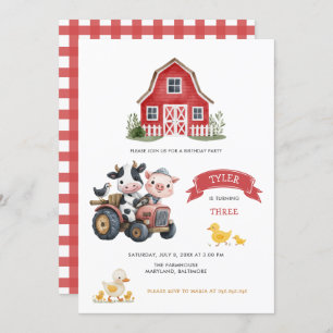 Cute Farm Animals Farmhouse Birthday Party Invitation