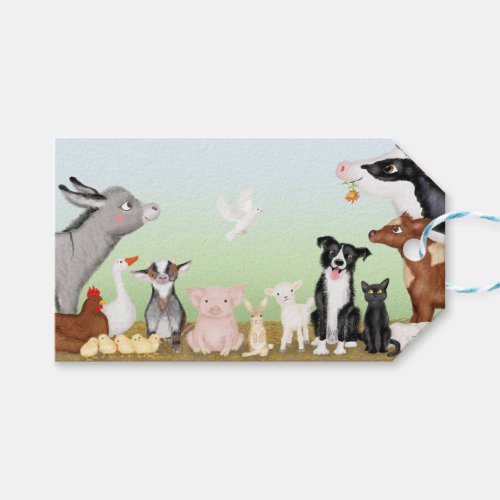 Cute farm animals gift tag