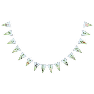 Cute farm animals happy birthday bunting flags