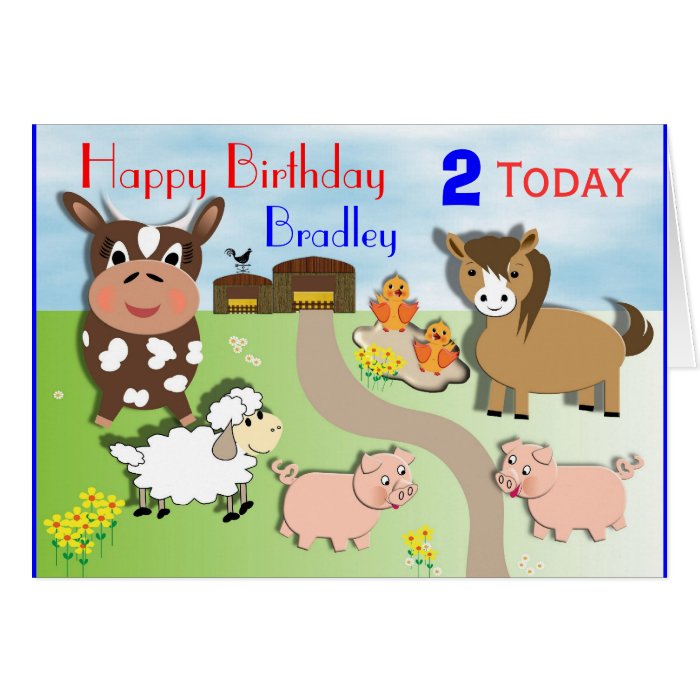 Cute Farm Animals Kids Birthday Card | Zazzle