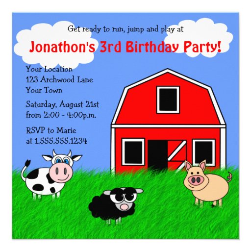 Kids Farm Birthday Invitations 5