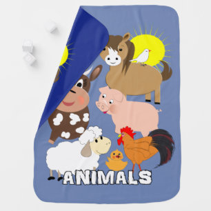 Cute Farm Animals Kids Whimsy fun Design Receiving Blanket