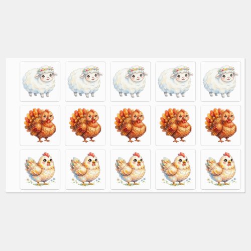 Cute Farm Animals Labels