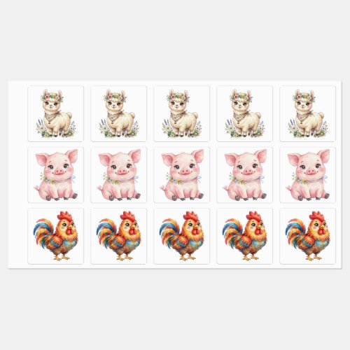 Cute Farm Animals Labels