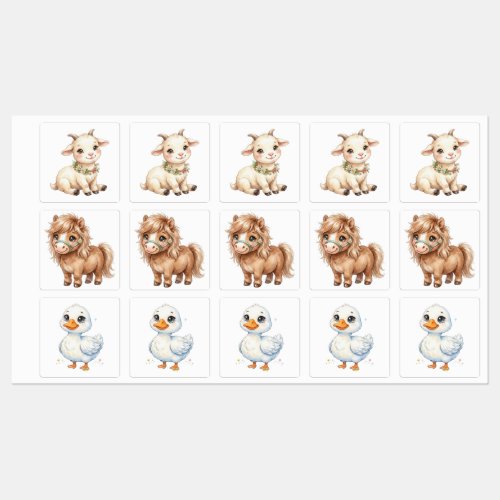 Cute Farm Animals Labels