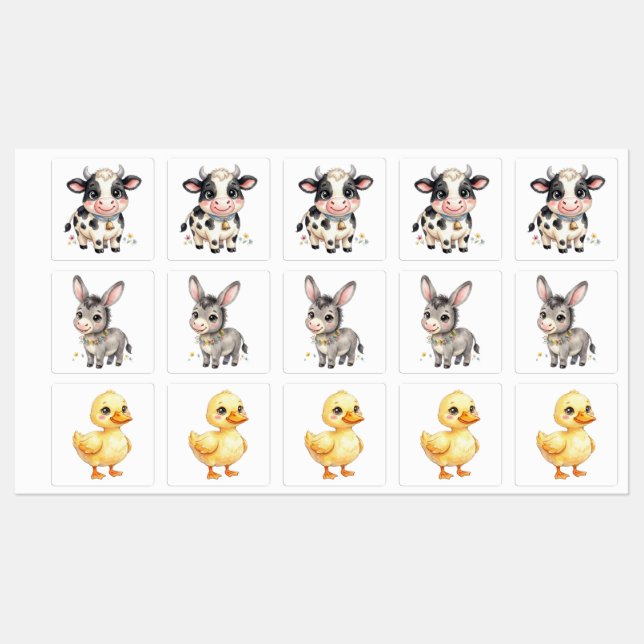 Cute Farm Animals Labels (Sheet)